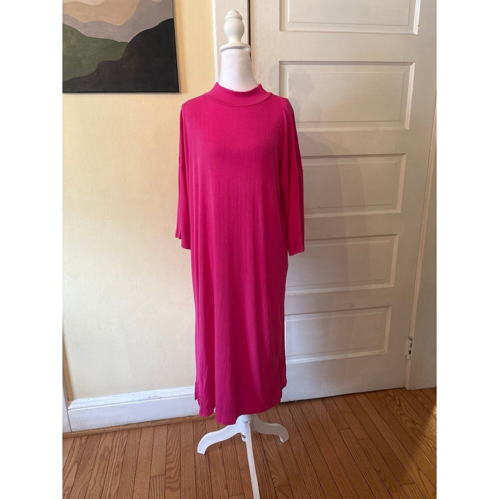 Womens dress boxy modest mock neck turtleneck side slit boutique casual